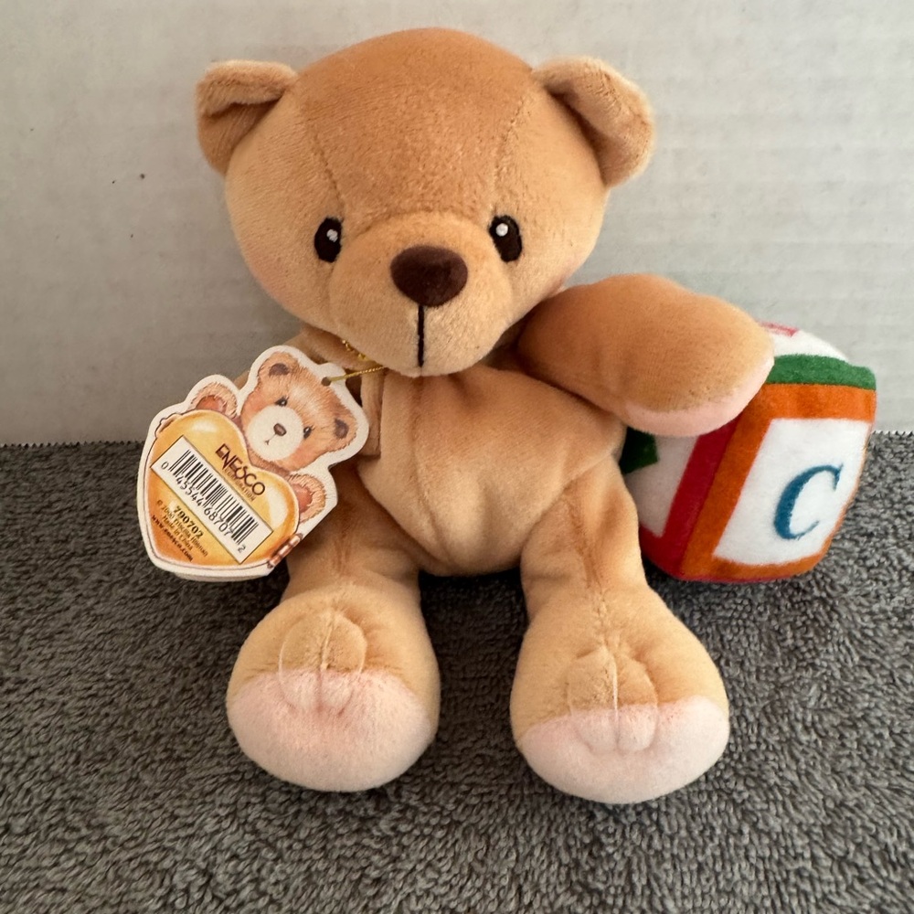 Cherished Teddies Tug-A-Heart Teddies Plush Bear with Block Heart Diamond